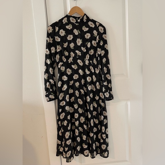 Zara black floral midi dress - Picture 3 of 4